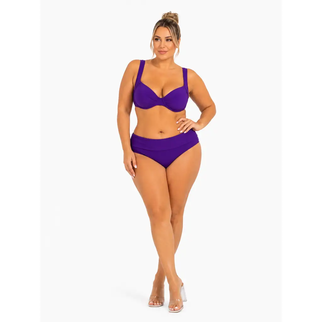 Büyük Beden Balenli Ayarlanabilir Askılı Kapsız Toparlayıcı Yüksek Bel Kadın Bikini Takım