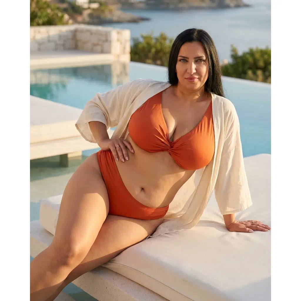 Plus Size Underwired Cross Detail Adjustable Strap Shaping Women's Bikini Set - Orange