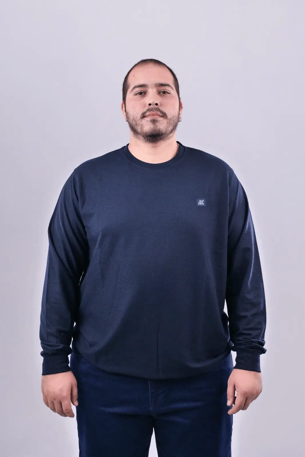 Büyük Beden Basic Waffle Kumaş Erkek Sweatshirt