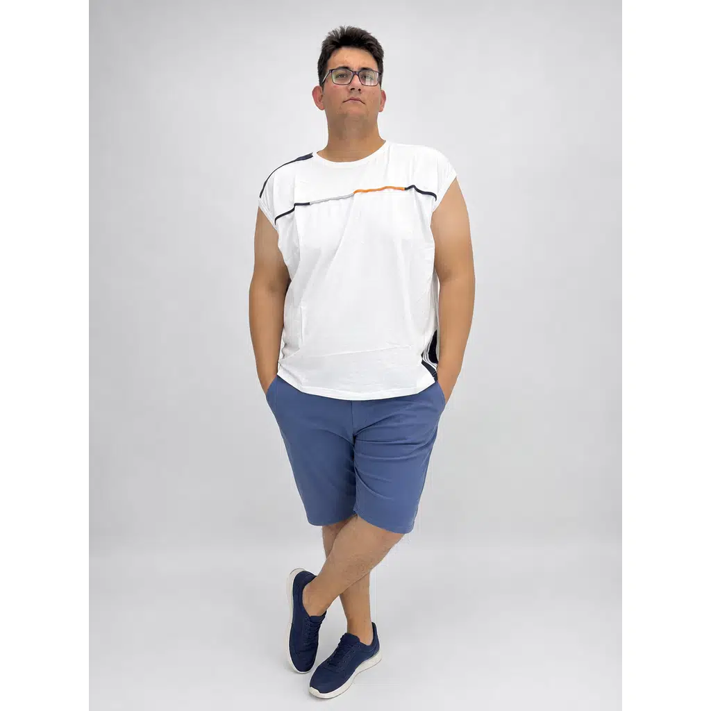 Short Homme Grande Taille Coupe Européenne Coton Stretch Fabrication Turque Annex Short Homme - Bleu