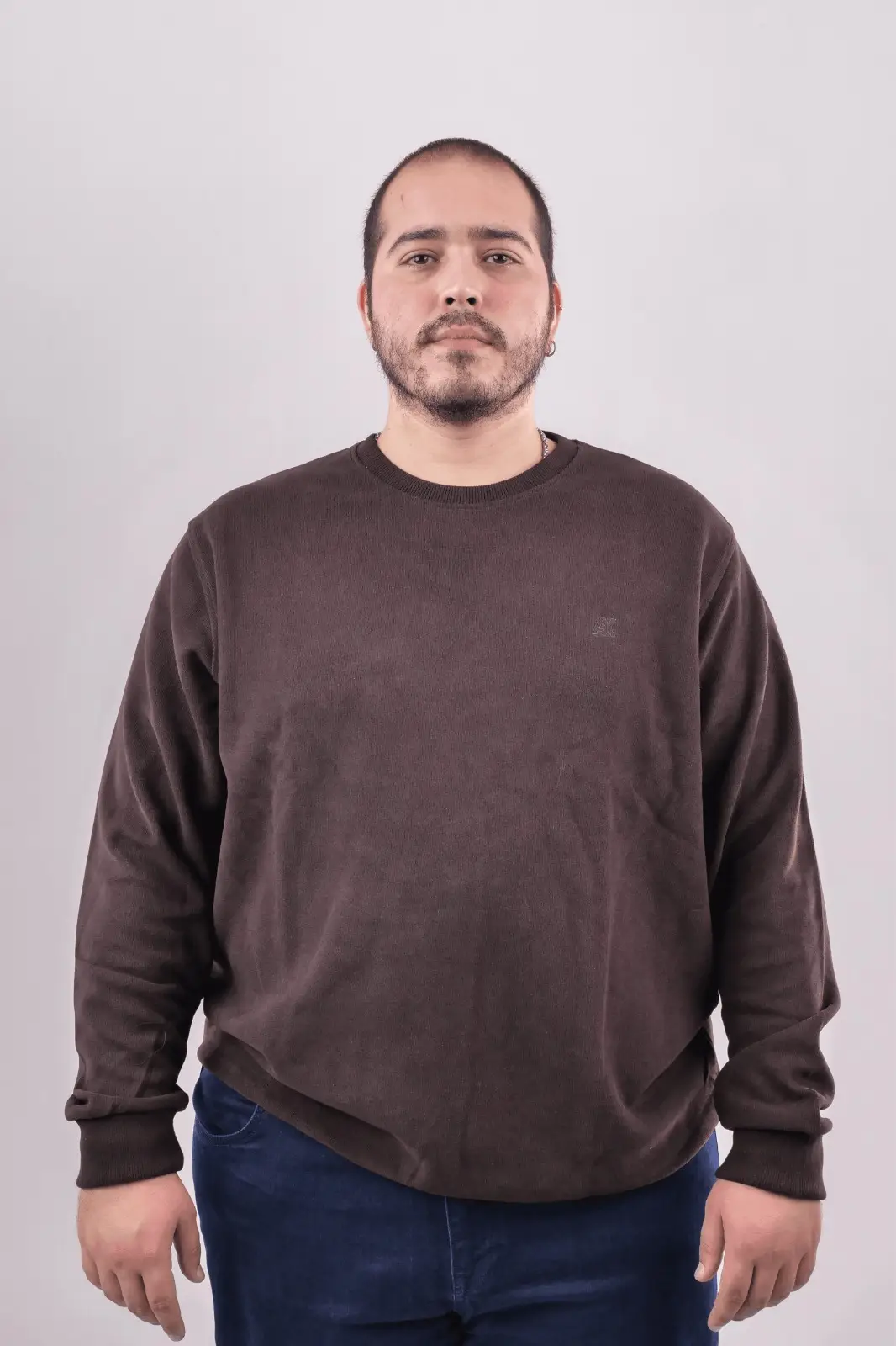 Büyük Beden Bisiklet Yaka Uzun Kollu Erkek Sweatshirt