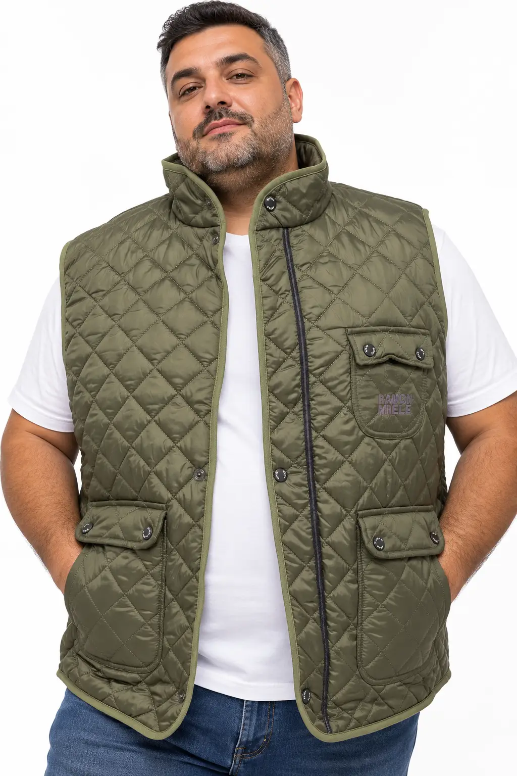 Ramon Miele Büyük Beden Erkek Pamuklu Kolsuz Yelek 2XL–5XL