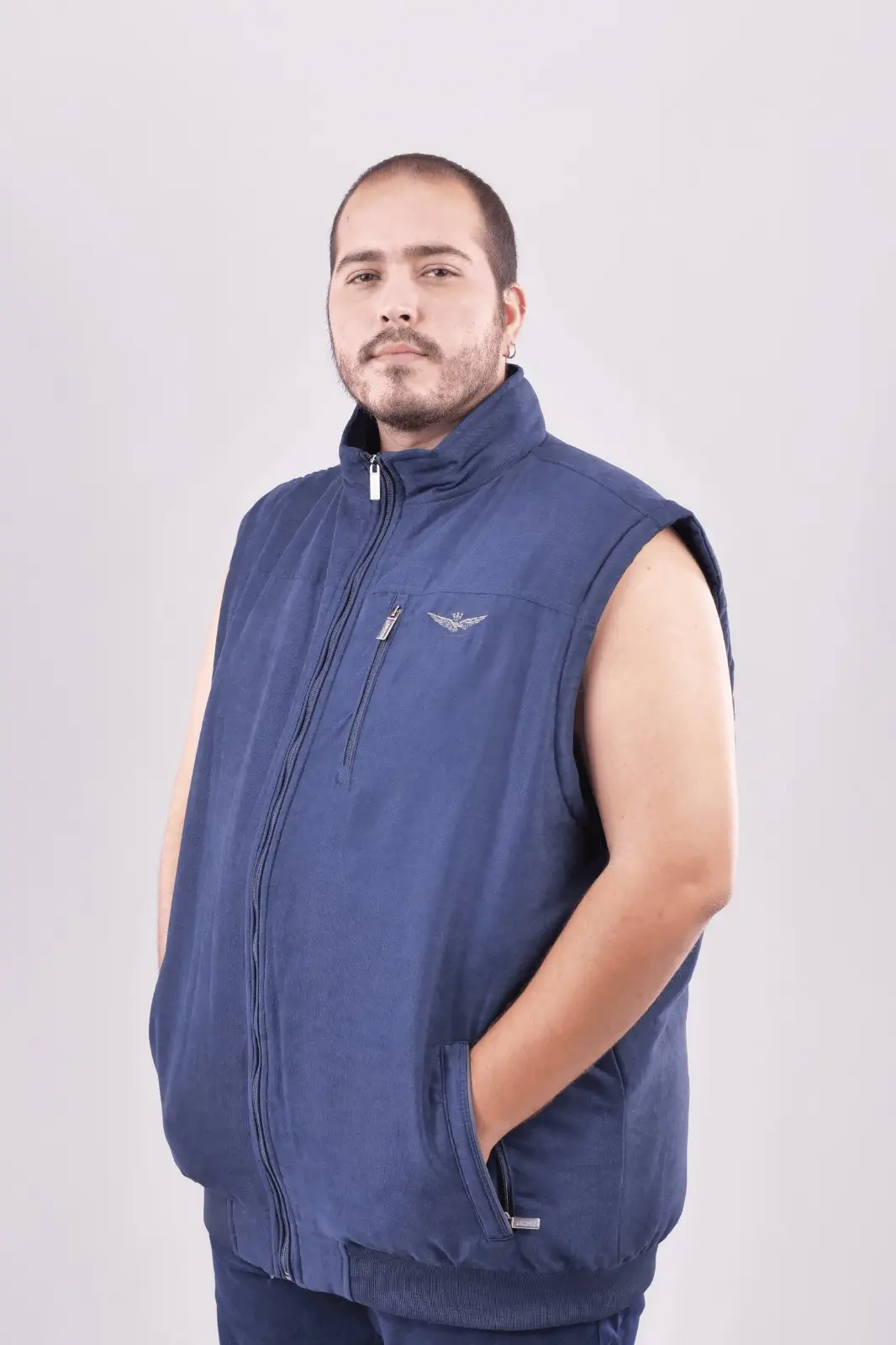 Büyük Beden Erkek 3XL–6XL Fermuarlı Dik Yaka Astarlı Cepli Yelek ANNEX