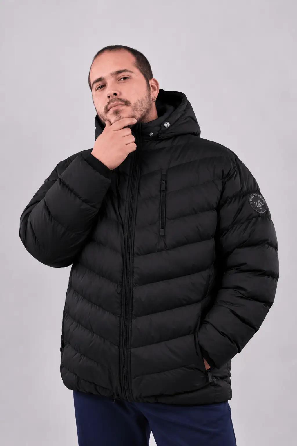 Büyük Beden Erkek 7XL-10XL Kapüşonlu Elyaf Dolgulu Astarlı Fermuarlı Kapitone Şişme Mont ANNEX
