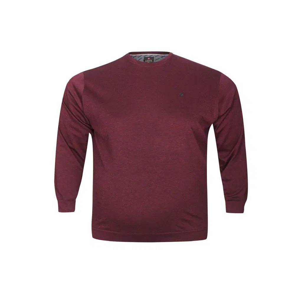 Büyük Beden Erkek Pamuklu Triko Sweat - Bordo