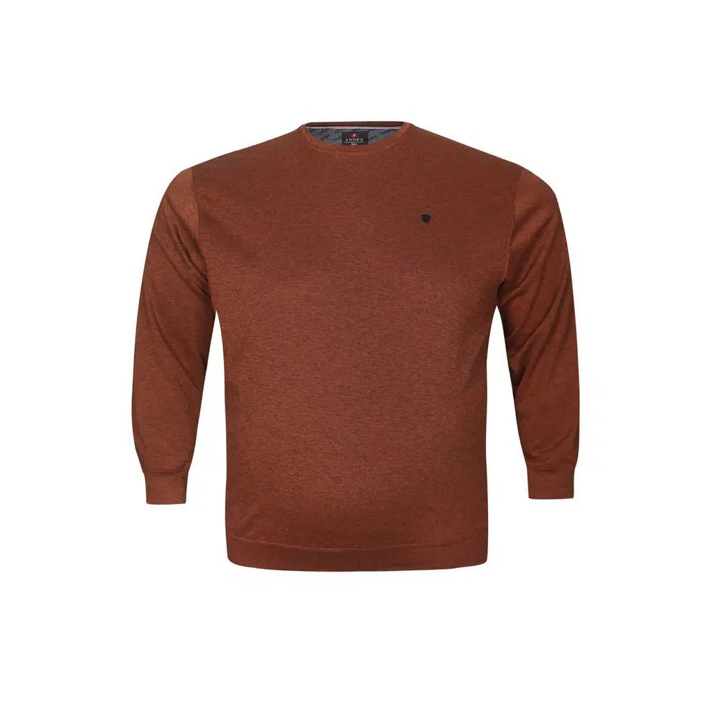 Büyük Beden Erkek Pamuklu Triko Sweat - Turuncu