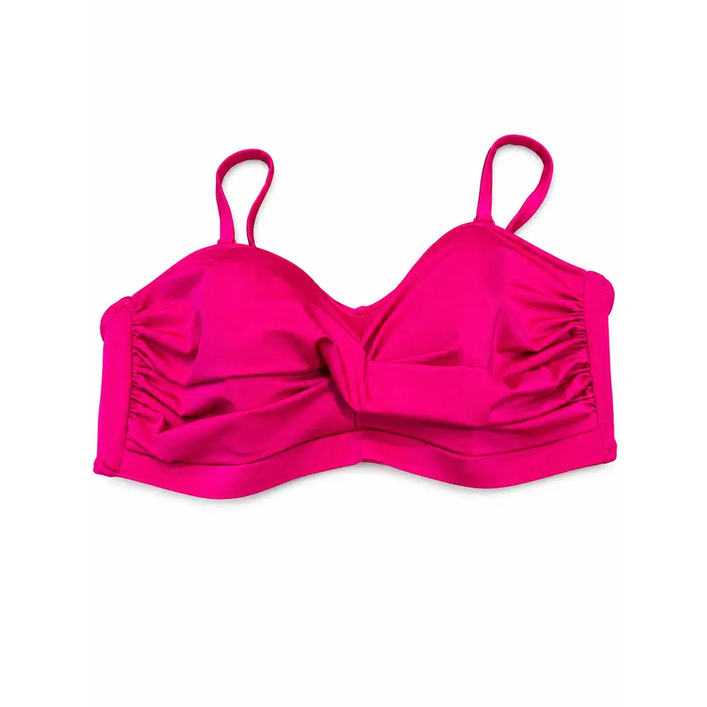 Büyük Beden Straplez Ayarlanabilir İnce Askılı Desenli Kadın Bikini Üst - Pembe