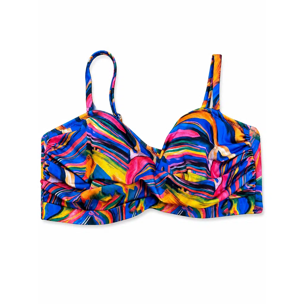 Büyük Beden Straplez Ayarlanabilir İnce Askılı Desenli Kadın Bikini Üst - Desenli
