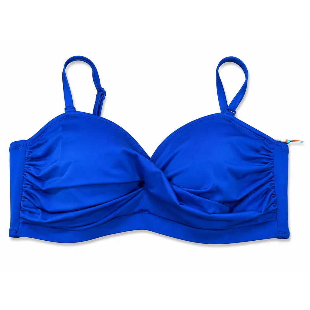Büyük Beden Straplez Ayarlanabilir İnce Askılı Desenli Kadın Bikini Üst - Saks