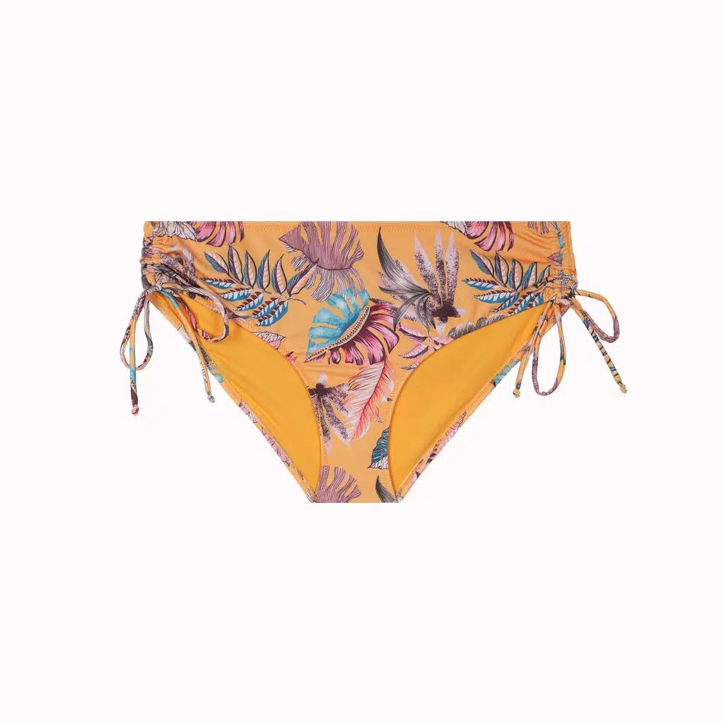 İpli Yan Bağcıklı Bikini Altı Düz Kesim - Turuncu
