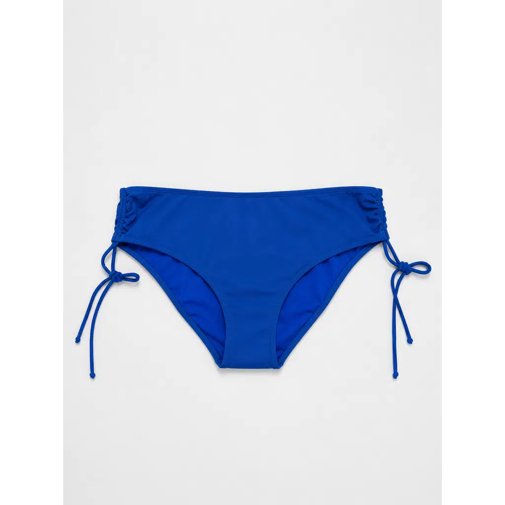 İpli Yan Bağlamalı Desenli Bikini Altı - Saks