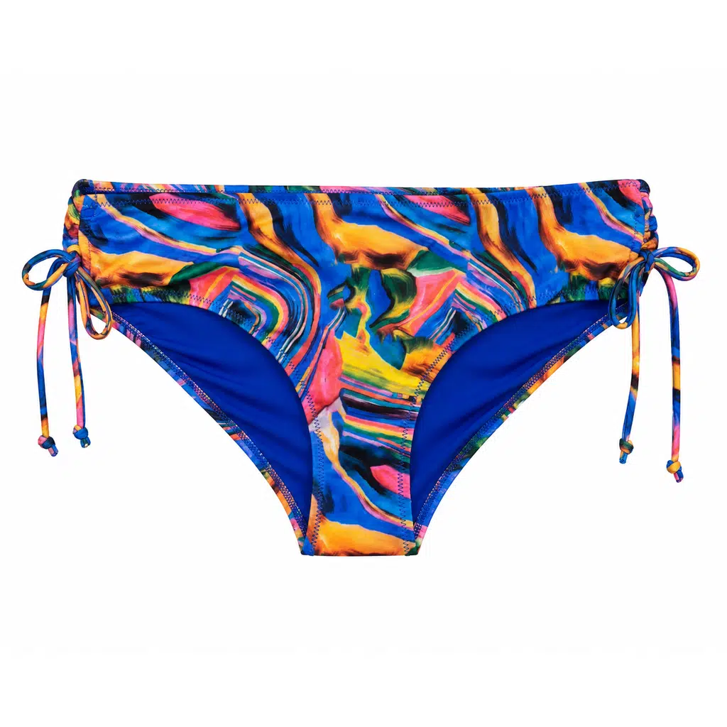 İpli Yan Bağlamalı Desenli Bikini Altı - Çok Renkli